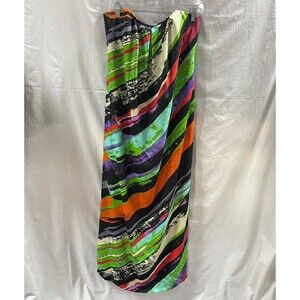 Julie Dillon Strapless Maxi Dress Size 8 Colorful Draped Material